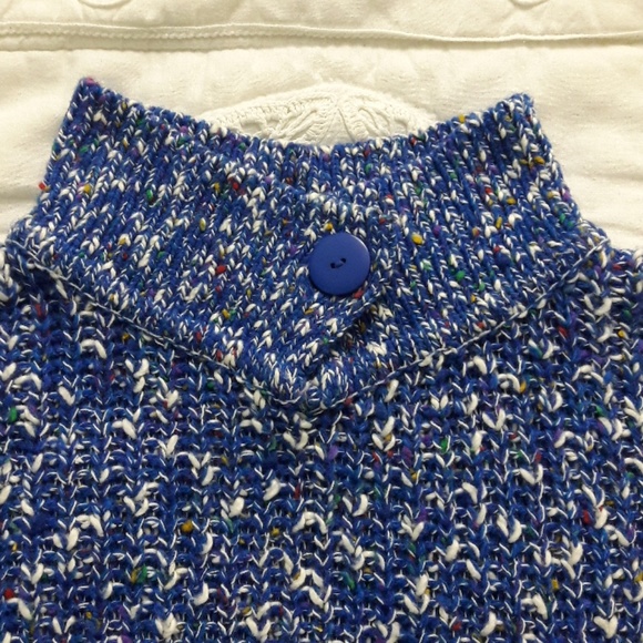 Vintage 80s Blue Marbled Sweater Mock neck Sz. M - Picture 6 of 7